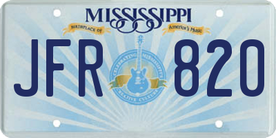 MS license plate JFR820