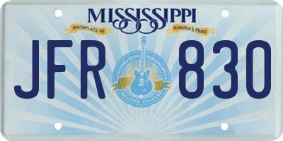 MS license plate JFR830