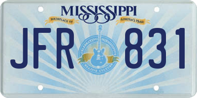 MS license plate JFR831