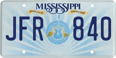 MS license plate JFR840
