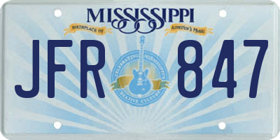 MS license plate JFR847