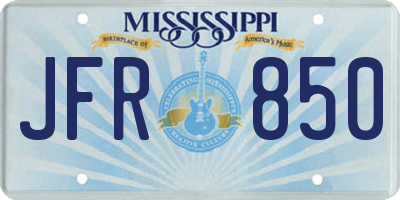 MS license plate JFR850