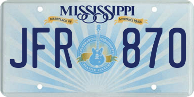 MS license plate JFR870