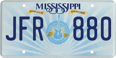 MS license plate JFR880