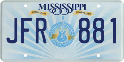 MS license plate JFR881