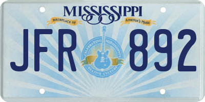 MS license plate JFR892
