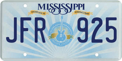 MS license plate JFR925