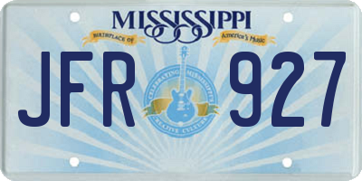 MS license plate JFR927