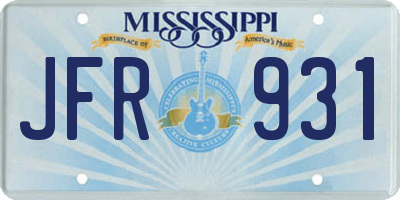MS license plate JFR931