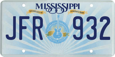 MS license plate JFR932