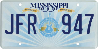 MS license plate JFR947