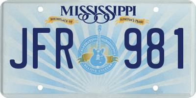 MS license plate JFR981