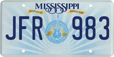 MS license plate JFR983