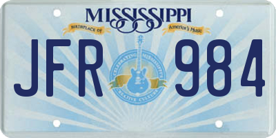 MS license plate JFR984