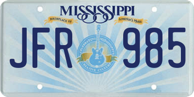 MS license plate JFR985