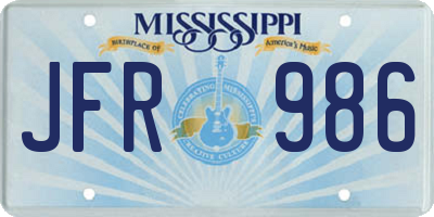 MS license plate JFR986