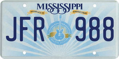MS license plate JFR988