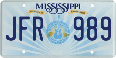 MS license plate JFR989