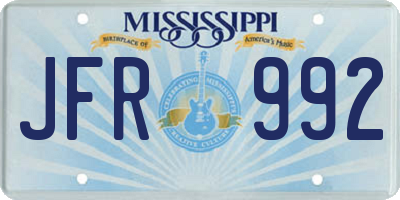 MS license plate JFR992