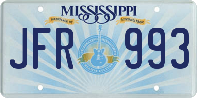 MS license plate JFR993