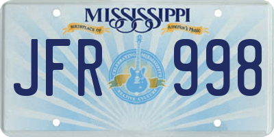 MS license plate JFR998