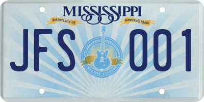 MS license plate JFS001