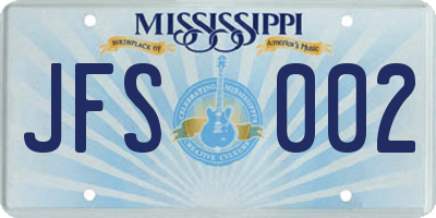MS license plate JFS002