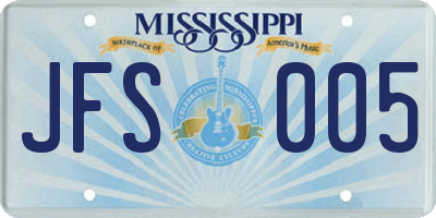 MS license plate JFS005