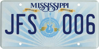MS license plate JFS006