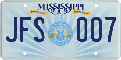 MS license plate JFS007