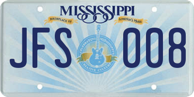 MS license plate JFS008