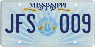 MS license plate JFS009