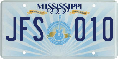 MS license plate JFS010