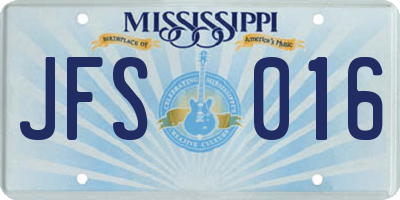 MS license plate JFS016