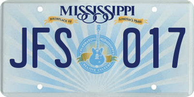 MS license plate JFS017