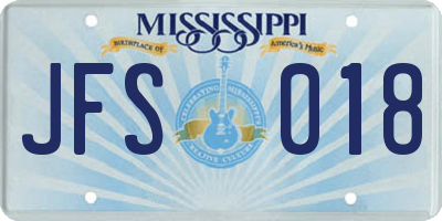 MS license plate JFS018