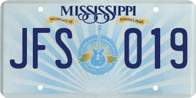 MS license plate JFS019