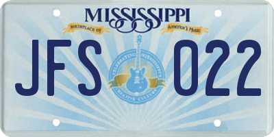 MS license plate JFS022
