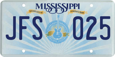 MS license plate JFS025