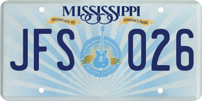 MS license plate JFS026