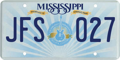 MS license plate JFS027