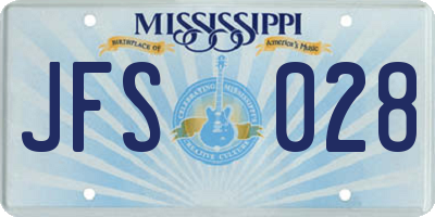 MS license plate JFS028