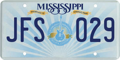 MS license plate JFS029