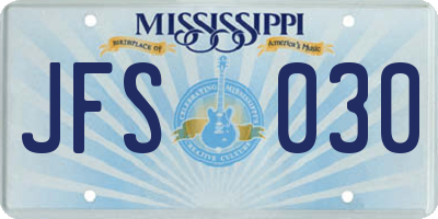 MS license plate JFS030