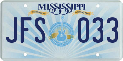 MS license plate JFS033