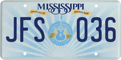 MS license plate JFS036