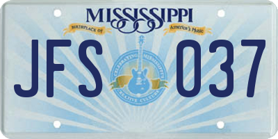 MS license plate JFS037