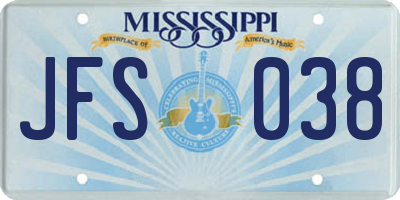 MS license plate JFS038