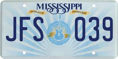 MS license plate JFS039