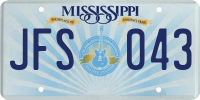 MS license plate JFS043